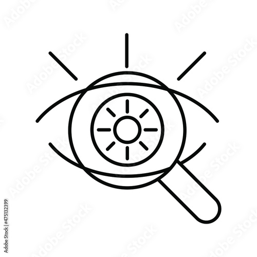 Optometry (retinal examination). Line icon concept