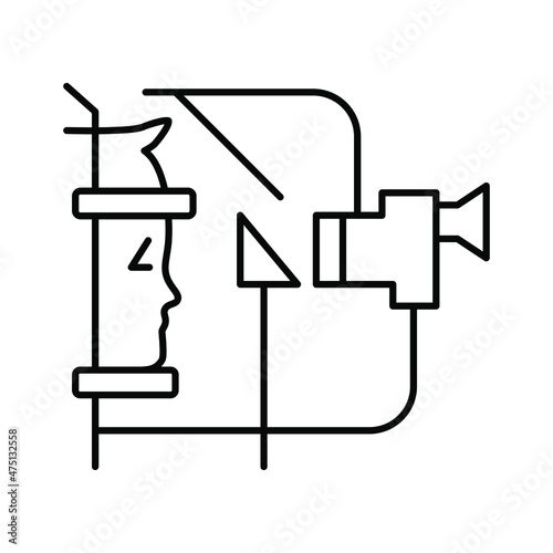 Optometry (Slit lamp). Line icon concept
