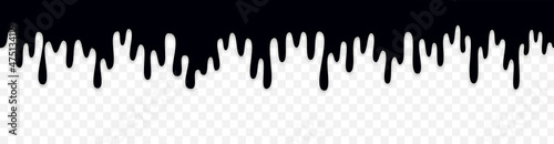 Melt drip black liquid banner vector. Isolated seamless dripping melted background element. Flowing abstract  liquid banner. Spilled liquid concept. Vector illustration. photo