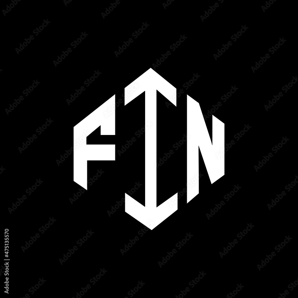 FIN letter logo design with polygon shape. FIN polygon and cube shape logo design. FIN hexagon vector logo template white and black colors. FIN monogram, business and real estate logo.