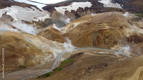 colored mountains with hot springs, hveradalir photo