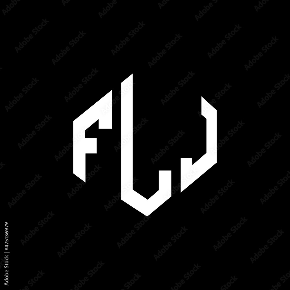 FLJ letter logo design with polygon shape. FLJ polygon and cube shape logo design. FLJ hexagon vector logo template white and black colors. FLJ monogram, business and real estate logo.