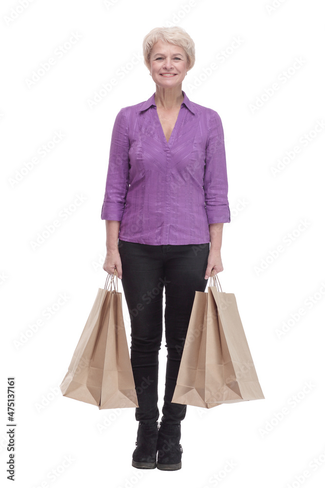 in full growth. smiling casual woman with shopping bags. in full growth. smiling casual woman with shopping bags.