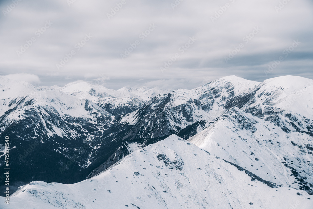 Mountain peaks in winter scenery, Tatra Mountains, Poland