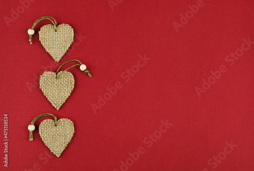 Craft canvas hearts on red ...