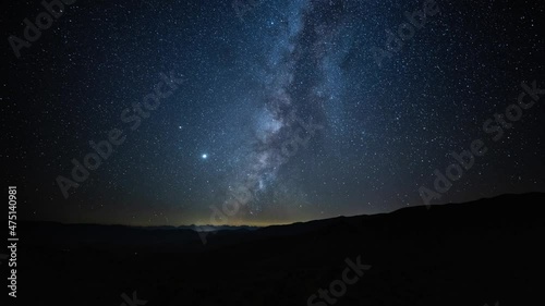 Amazing time-lapse of the starry night sky. photo
