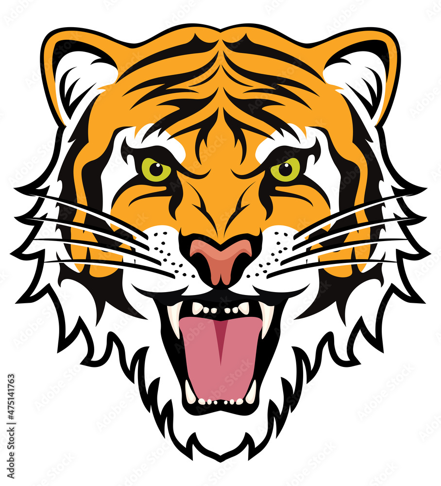 Fototapeta premium vector stylized face of angry tiger