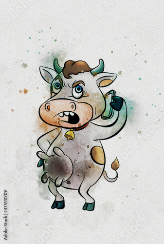 cow and phone