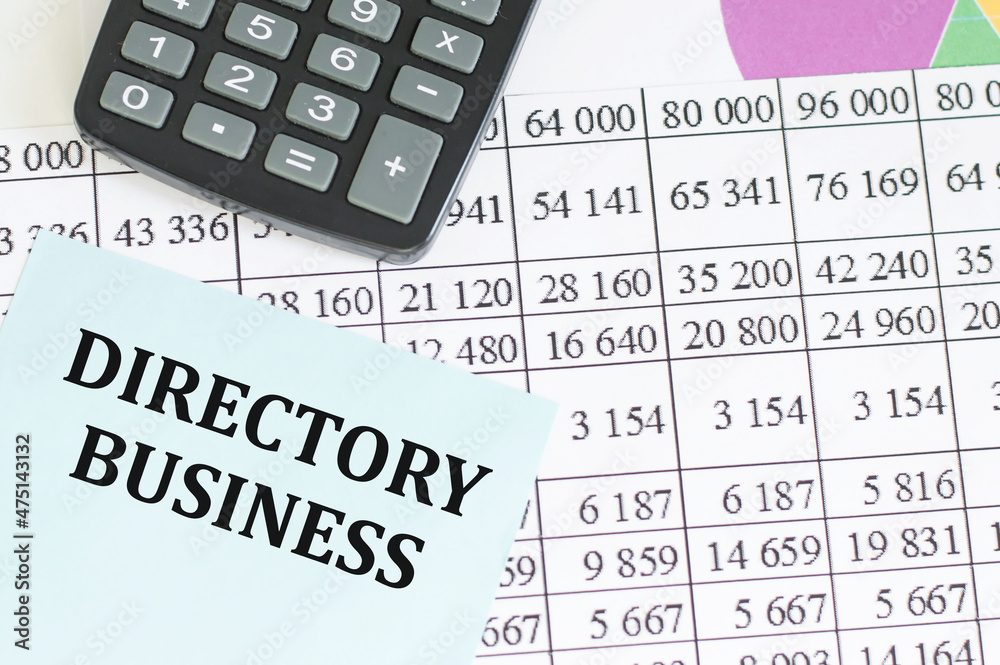 Directory Business document with graphs, diagrams and calculator Directory Business document with graphs, diagrams and calculator