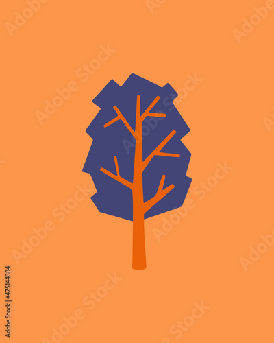 Cartoon style tree illustration isolated on colored background, can be used as design element