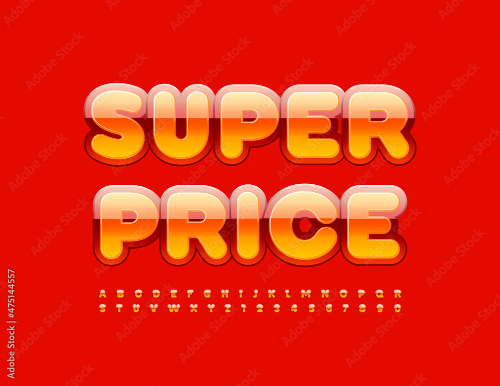 Vector bright promo logo Super Price with glossy Font. Modern Alphabet  Letters and Numbers set Stock ベクター | Adobe Stock