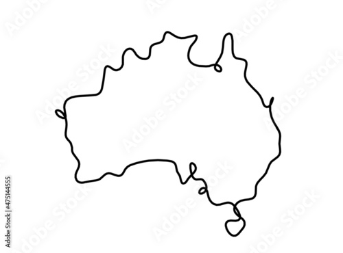 Map of Australia as line drawing on white background. Vector