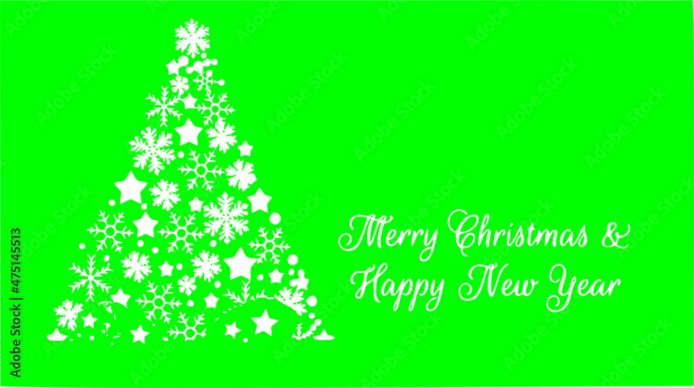 Naklejka premium vector greeting card on a green background, merry christmas and happy new year