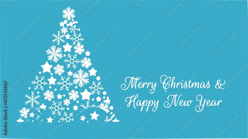 Naklejka premium vector greeting card on a light blue background, merry christmas and happy new year