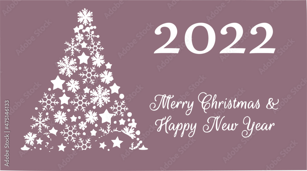 vector greeting card, merry christmas and happy new year
