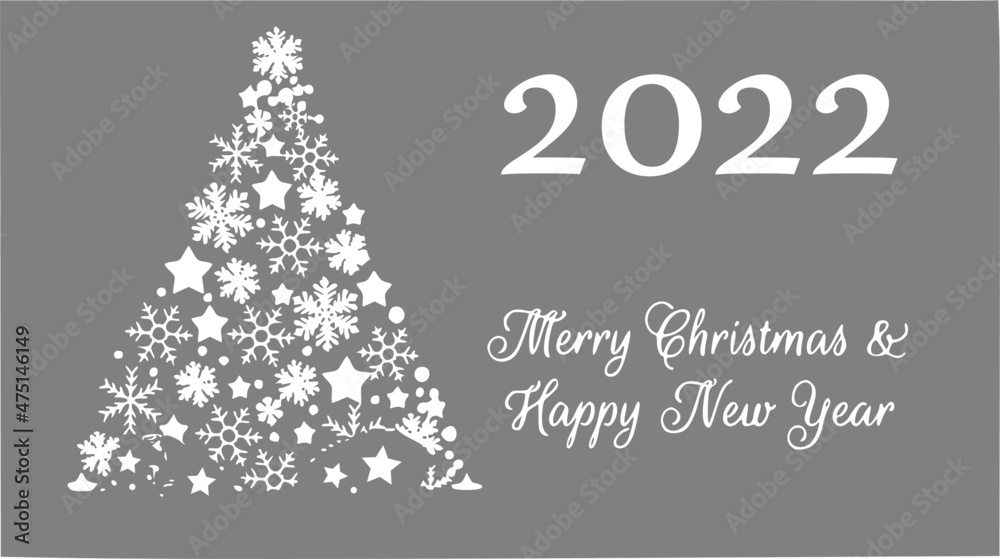 vector greeting card on a gray background, merry christmas and happy new year vector greeting card on a gray background, merry christmas and happy new year