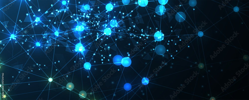 Fototapeta premium Neural network concept. Connected cells with links. High technology process. Abstract background