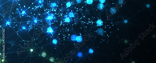 Neural network concept. Connected cells with links. High technology process. Abstract background