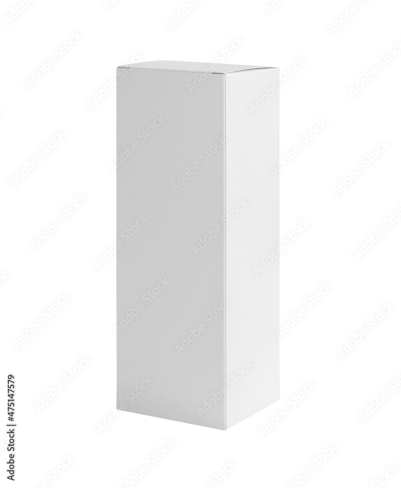 Mockup white tall shape product packaging box isolated on white background Mockup white tall shape product packaging box isolated on white background