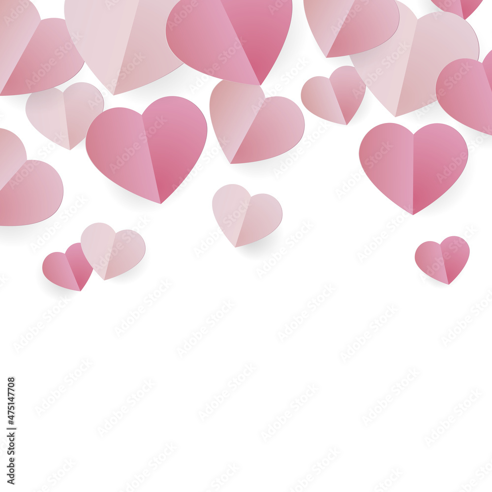 Happy Valentines day - Red hearts background - Love theme illustration paper design