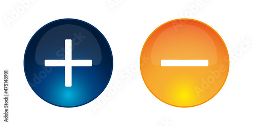 A set of icons with a plus and minus sign. Vector image.