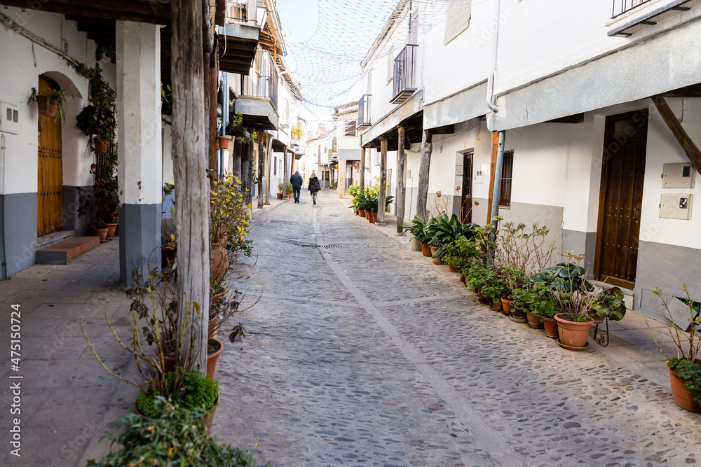 streets of the historic center of the town of Guadalupe, pilgrimage center to see the Virgin of Guadalupe, Caceres