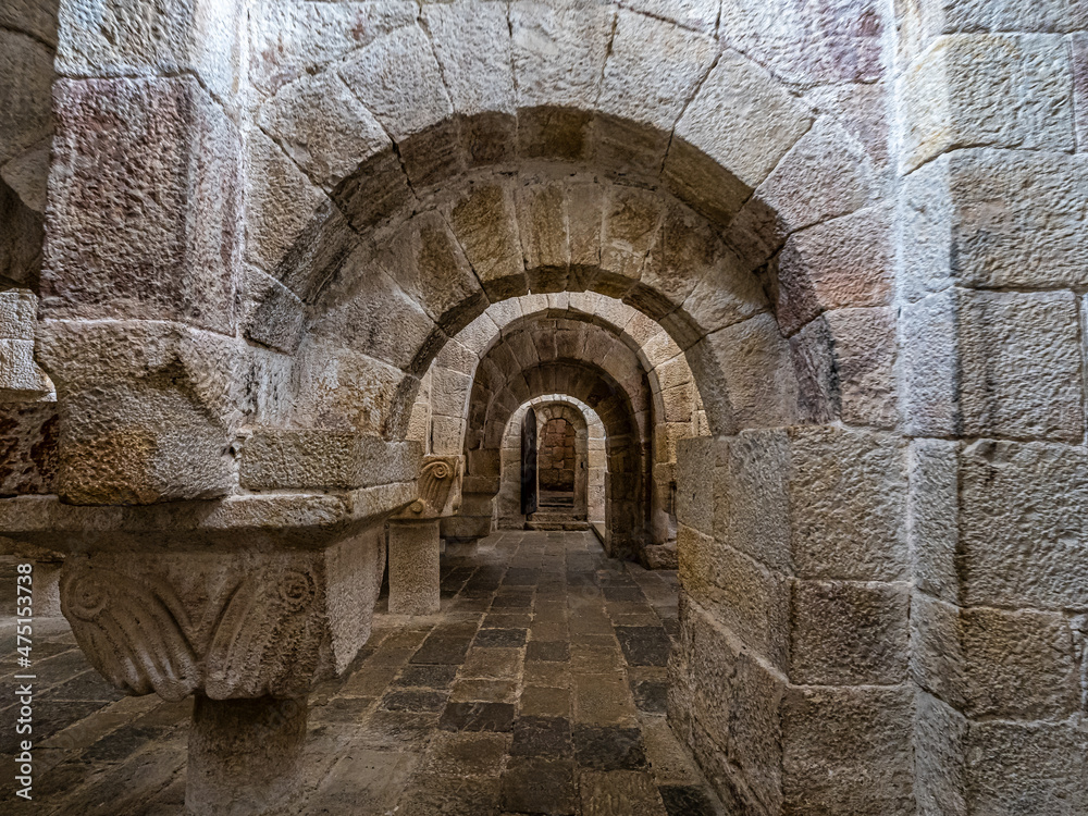 Obraz premium The Monastery of San Salvador of Leyre at Yesa, Pyrenees, Navarra, Spain