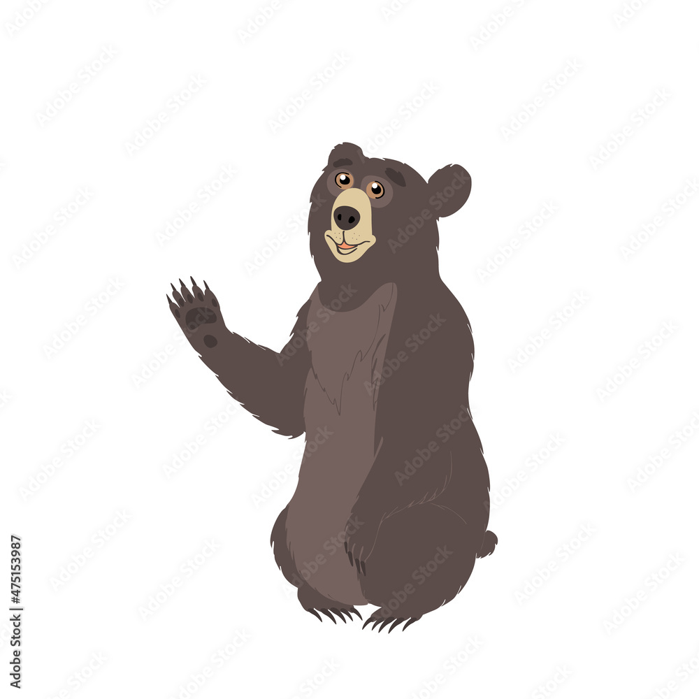 Flat illustration of brown bear isolated on whte background Flat illustration of brown bear isolated on whte background