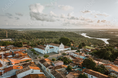 aerial image with drone of the ancient city of São Cristóvão in Sergipe Brazil