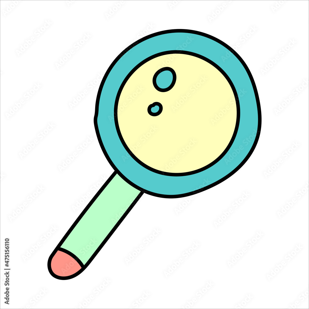Vector magnifying glass hand-drawn in doodle cartoon style. Vector magnifying glass hand-drawn in doodle cartoon style.