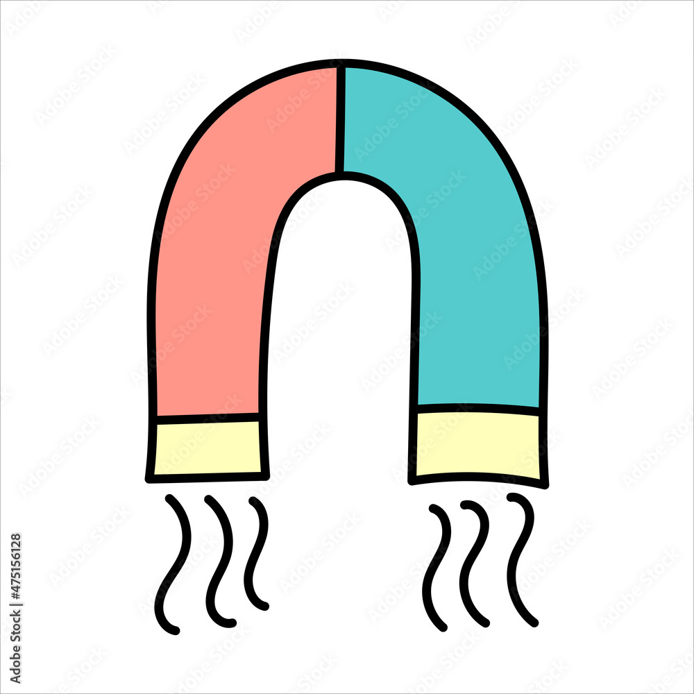 Vector magnet hand-drawn in doodle cartoon style. Vector magnet hand-drawn in doodle cartoon style.