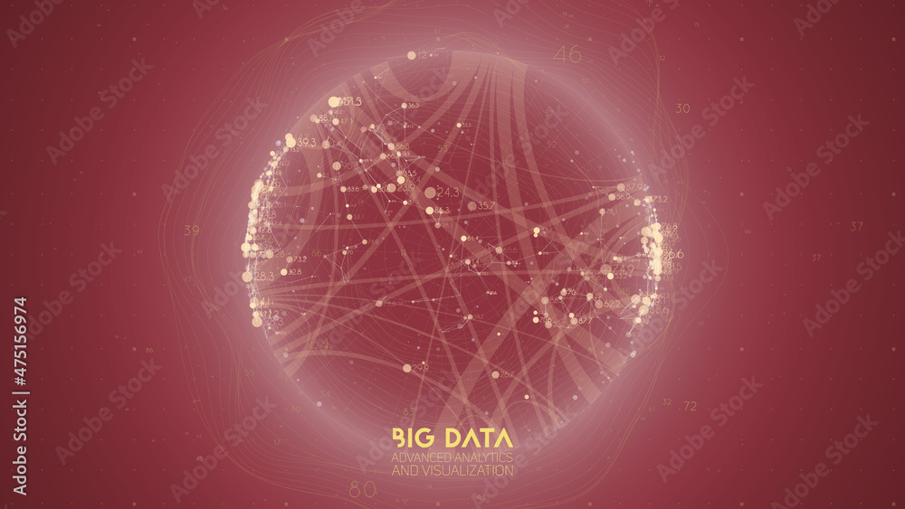 Big data visualization. Futuristic infographic. Information aesthetic design. Visual data complexity. Complex data threads graphic visualization. Abstract data graph.
