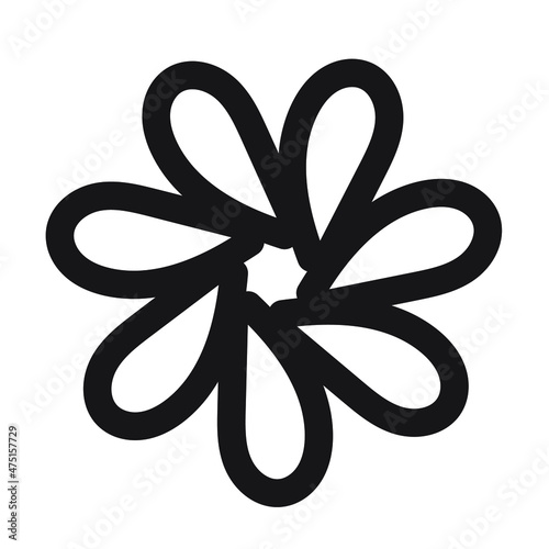 Flower-shaped icon, design element, logo concept for your brand, black outline isolated on white background, vector illustration