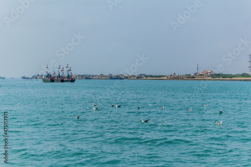 Fototapeta Naklejka Na Ścianę i Meble -  Boats sailing in Bet dwarka 