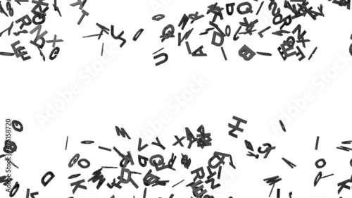 Black alphabets on white background.
3D abstract illustration for background.
