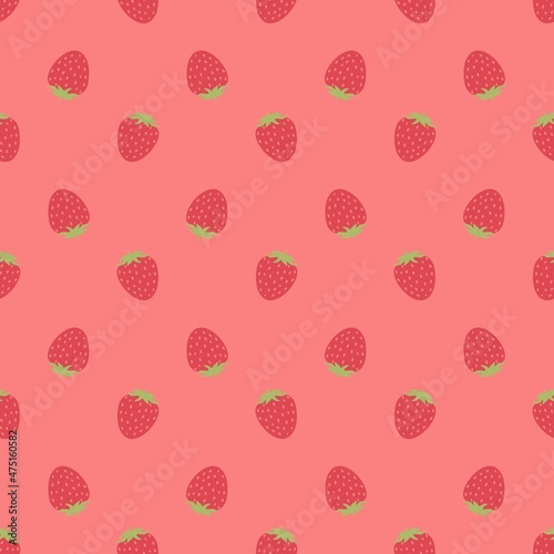 Seamless strawberry on a pink background, vector.