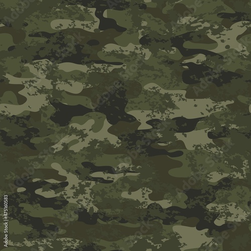 Abstract camouflage woodland vector pattern, shabby background, army pattern on textiles