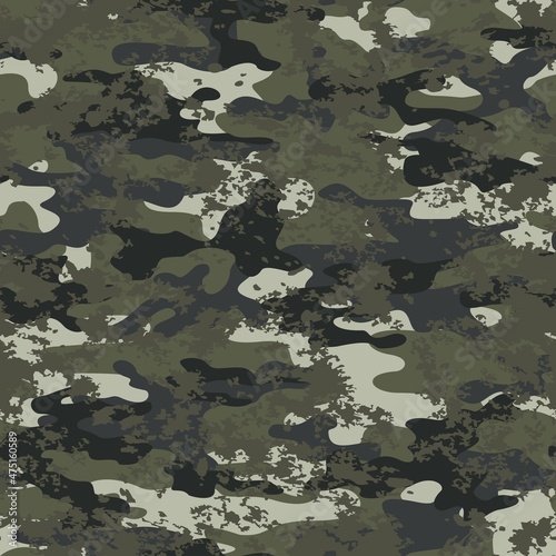 
Vector woodland camouflage texture, seamless shabby background, trendy modern camouflage.
