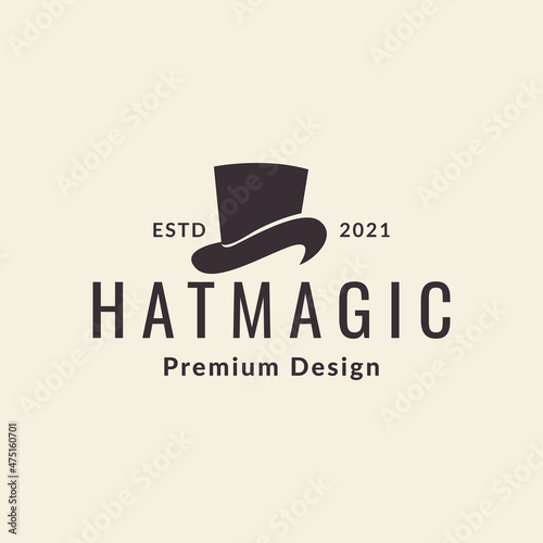 black hat magic hipster logo symbol icon vector graphic design illustration idea creative