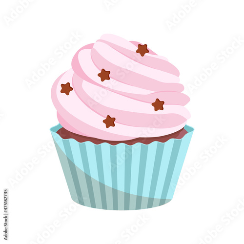 Cute cupcake with chocolate stars.