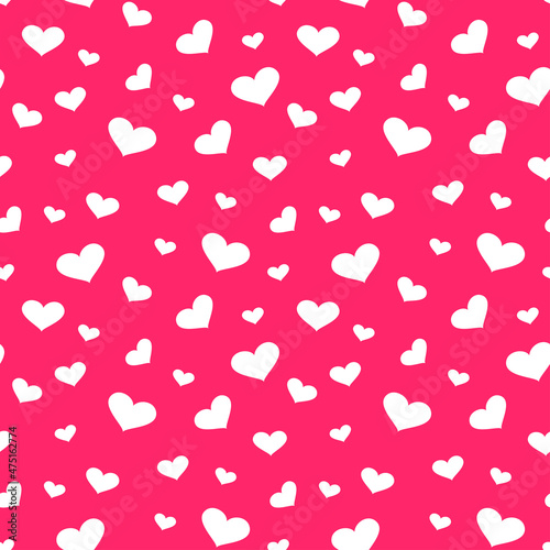 Red pink seamless pattern with hearts. Happy Valentines Day.