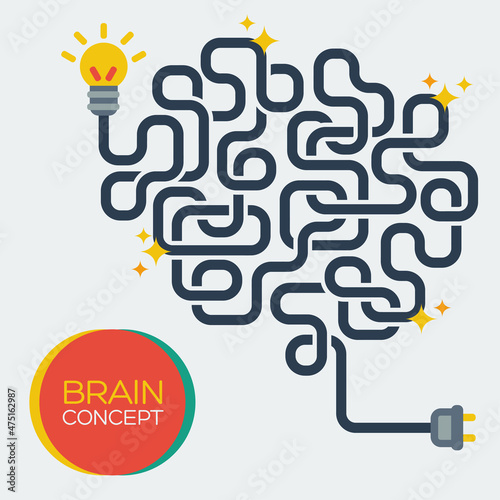 Creative concept of the human brain, vector illustration. Flat style. Education and science poster or banner.