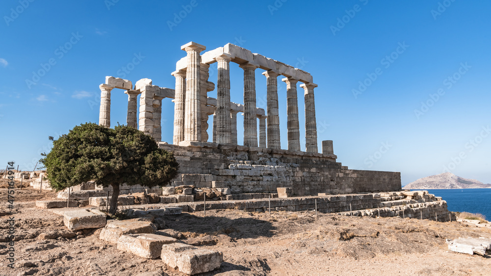 Temple of Poseidon at the top of the hill
