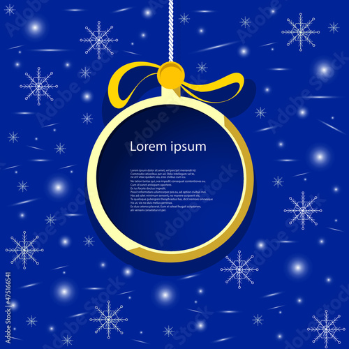 Christmas ball with snowflakes. Christmas greeting card. Vector illustration