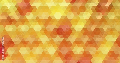Abstract Yellow and orange gradient mosaic triangles random pattern background.