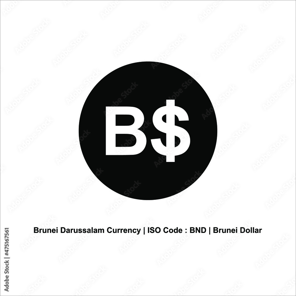 Brunei Darussalam Currency Icon Symbol With Iso Code. Vector Illustration Brunei Darussalam Currency Icon Symbol With Iso Code. Vector Illustration