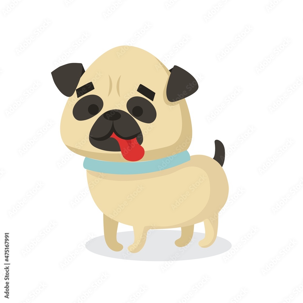 Naklejka premium Vector set of cute dogs pugs for cards, banners and posters