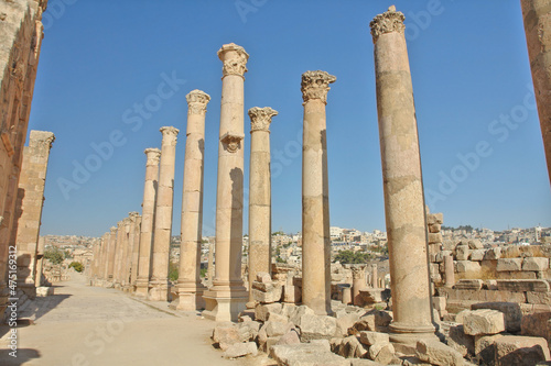 Cardo main Street in the ancient Roman city of Jerash, now Jordan 