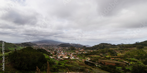 Jardina viewpoint, Tenerife, Canary Islands. Panoramic landscape. Villages in the background. photo
