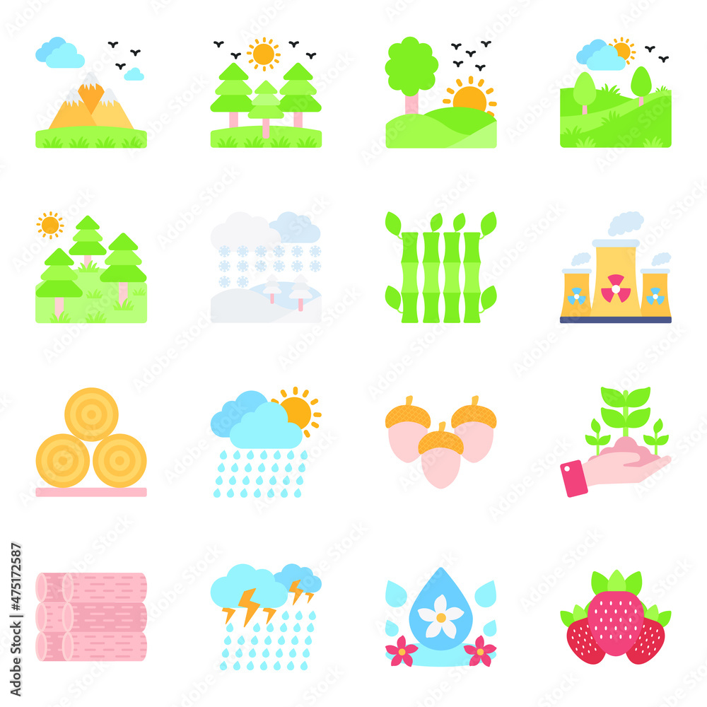 Pack of Nature Flat Icons

